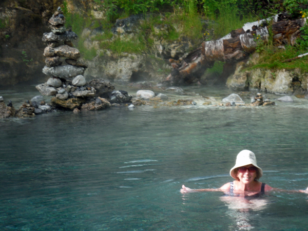 Karen Duquette in Liard River Hot Springs